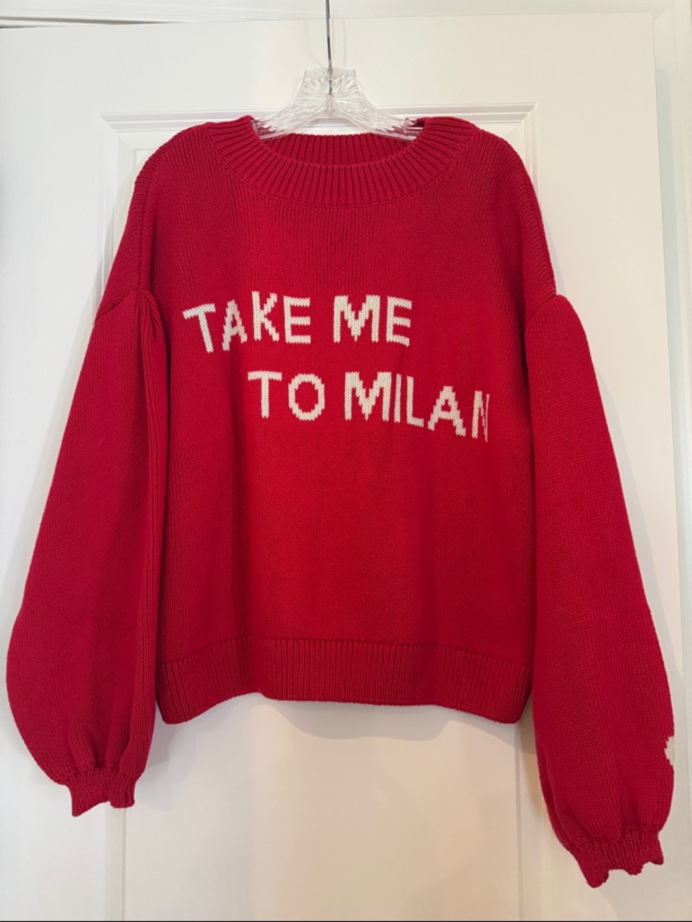 Maeve Red 'Take Me to Milan' Scoop Neck Knit Sweater